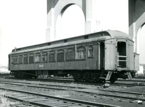 Lehigh Valley | Perth Amboy, New Jersey | MOW Passenger coach #96591 | February 23, 1952 | R.L. Long photograph | West Jersey Chapter NRHS Collection
