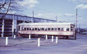 Lehigh Valley Transit | Allentown, Pennsylvania | Southern Company Interurban car #704 | Fairview Car Barn | March 25, 1951 | Ara Mesrobian photograph