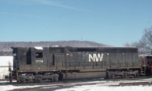 Norfolk and Western Railway | Conklin, New York | EMD SD45 #1778 hi-hood diesel-electric locomotive | January 28, 1990 | Jim Sorrenson photograph