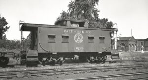 Baltimore and Ohio Railroad | Pana, Illinois | Class I5 caboose #C2196 | September 15, 1950 | H.B. Olsen photograph / collection