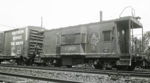 Baltimore and Ohio | Roselle, New Jersey | Class I-17A #C2927 bay window caboose | June 11, 1975 | H.B. Olsen photograph