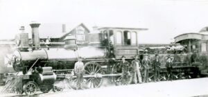 Central Railroad of New Jersey | Atlantic Highlands, New Jersey | Class 4-4-0 #77 steam locomotive and crew | 1895 | CRNJ photograph | Warren Crater, Friends of the New Jersey Transportation museum collection