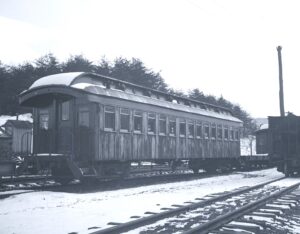 East Broad Top Railroad | Orbisonia, Pennsylvania | Old wooden passenger coach | 1944 | Fielding Lew Bowman photograph