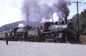 Green Mountain Railroad | White River Junction, Vermont | Class 2-6-0 #89 and 4-6-2 #127 steam locomotives | 1967 NRHS Steamtown Passenger Excursion Special | September 1, 1967 | Norman Wahl photograph