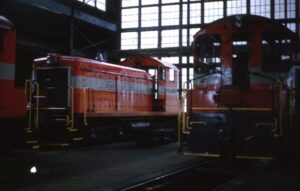 Raritan River Railroad | South Amboy, New Jersey | EMD SW9 #2 diesel electric locomotive | in engine house | July 1964 | Rev. Albert W. Kovacs photograph | Morning sun Books Collection
