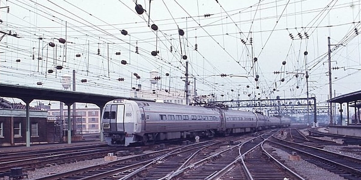 Amtrak | Washington, D.C. | Budd GE Metroliner car #800 plus train | Train 131 | October 1971 | Will Coxey photograph / collection