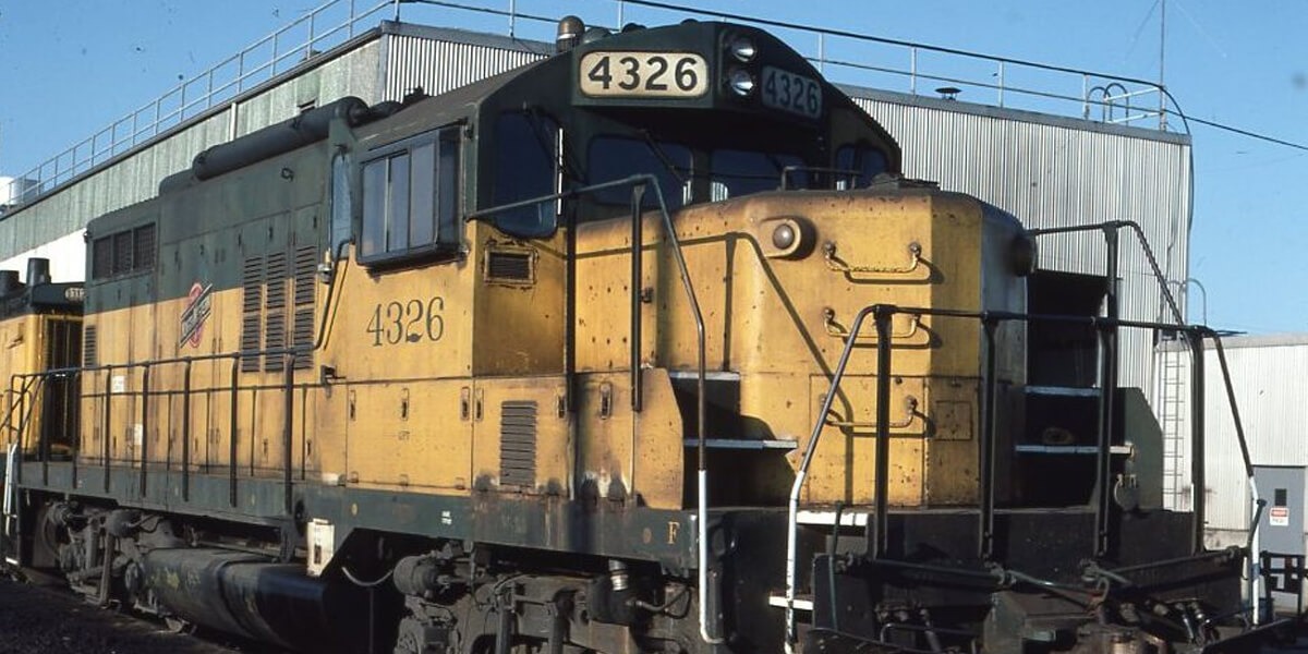 Chicago and Northwestern | Butler, Wisconsin | EMD GP7 #4326 diesel-electric locomotive | June 6, 1983 | David H. Hamley photograph | Morning Sun Books collection