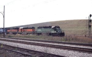 Burlington Northern Sante Fe Railroad | BNSF | Gary, Indiana | EMD SD40-2 #6385 + 3 diesel-electric locomotive | eastbound freight | August 10, 2002 | Mitchell E. Dakelman / collection