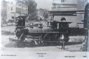 Eastern Railroad | Boston, Massachusetts | Class 4-4-0 #47 “Hamlet” steam locomotive | 1867 | William Mason Company photograph | NRHS Collection