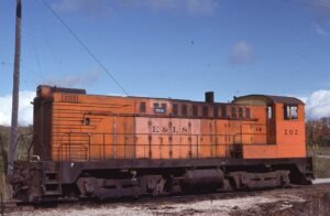 Escanaba and Lake Superior Railroad | Escanaba, Michigan | Baldwin DS44-1000 #202 diesel-electric locomotive | ex – Calumet and Hecla | October 7, 1978 | Mark Lynn photograph | Morning Sun Books collection