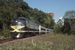 Erie Railroad | United Railway Historical Society | on Morristown & Erie Railroad | Whippany, New Jersey | EMD E8a #835 diesel-electric locomotive | Special passenger run | September 13, 1998 | Mitchell E, Dakelman photograph / collection
