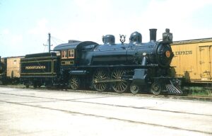 Pennsylvania Railroad | Baltimore, Maryland | Class E7 4-4-2 #7002 steam locomotive | NMRA Convention display | 1955 | Henry Libby photograph / collection