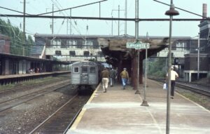 Penn Central Transportation Company | Lancaster, Pennsylvania | MP85 #254 MU Car electric commuter train | Lancaster Passenger Station Platforms |  November 1975 | Will Coxey photpgraph / collection