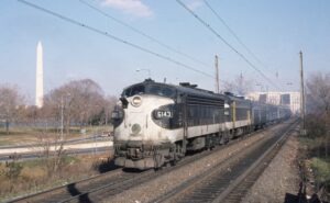 Southern Railway | Washington, D.C. | EMD FP7 #6143 and #6146 diesel-electric locomotives | “Piedmont” “PPassenger train | December 1976 | Larry Steingarten photograph / collection