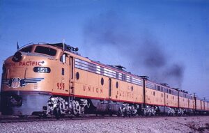 Union Pacific Railroad | Ono, California | in Cajun Pass | EMD E9 #959 ABA diesel-electric locomotive | City of Los Angeles | 1964 | F.H. Wolsford photograph | Richard Prince Collection