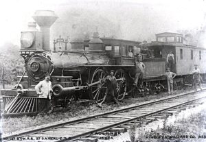 Boston and Maine Railroad | Boston, Massachusetts | 4-4-0 #137 FAULKNER Steam Locomotive | with crew | 1858 | Hinkley and Williams Company photograph | NRHS Collection