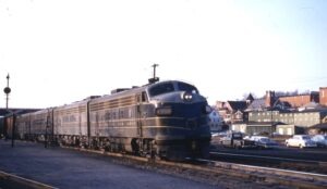 Baltimore and Ohio Railroad | Brunswick, Maryland | EMD F7abba #4595 diesel-electric locomotive | eastbound freight train | December 1961 | John Hilton photograph / collection