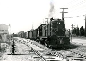 Central Railroad of New Jersey | Bridgeton, New Jersey | Alco RS3 #1701 diesel-electric locomotive | 1st drill | April 1976 | Will Coxey photograph / collection | 5 x 7 BW print