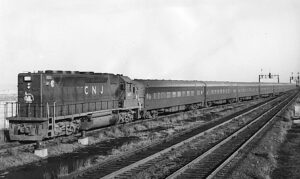 Central Railroad of New Jersey | Elizabethport, New Jersey | EMD GP40P #3672 diesel-electric locomotive | Bayonne to Cranford SCOOT Passenger train | February 1971 | Ed Kaspriske photograph / collection
