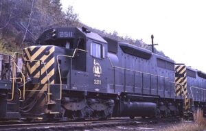Central Railroad of New Jersey | Jim Thorpe, Pennsylvania | EMD SD35 #2511 diesel-electric locomotive | October 8, 1967 | Jack de Rossett photograph | Morning Sun Books collection