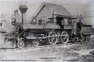 Eastern Railroad | Boston, Massachusetts | Class 4-4-0 #40 Conqueror steam locomotive | 1867 | William Mason Company photograph | NRHS collection