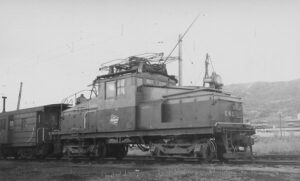Chicago, Milwaukee, Saint Paul and Pacific Railroad | aka Milwaukee Road | Butte, Montana | GE Class ES2 #E81 electric switcher motor | April 1958 | Harold Vollrath photograph | Elmer Kremkow collection