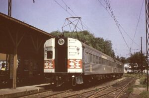 New Haven, New York and Hartford Railroad | New Canaan, Connecticut | Budd MU electric passenger set | August 1956 | Al Holtz photograph / collection