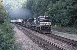 Norfolk Southern Corporation | Torrance, Pennsylvania | Class GE D9-40CW #9176, D9-39C #8677, EMD SD60M #6804 diesel-electric locomotives | September 8, 2001 | westbound 21E | Dick Flock photograph / collection