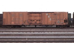 Union Pacific Railroad | Southern Pacific Lines | Pacific Fruit Express | Pasco, Washington | R70-24 Reefer box car #459599 | April 28, 1993 | Dick Flock photograph / collection