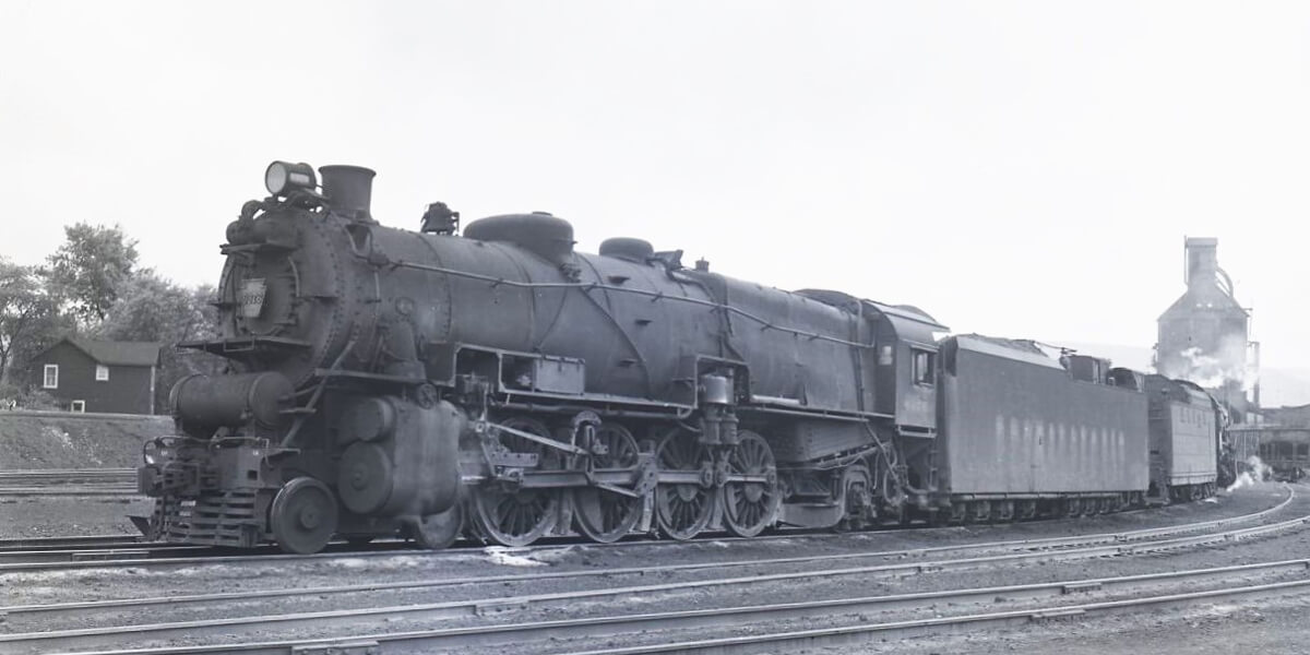 Pennsylvania Railroad | Elmira, New York | Altoona Works M1 4-8-2 6976 and #4652 steam locomotives | May 31, 1952 | R.L Long photograph | West Jersey Chapter, NRHS collection