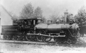 Boston and Maine Railroad | Boston, Massachusetts | Class 4-4-0 #139 “Peobody” steam locomotive | 1885 | Hinkley Locomotive Works photograph | Edwin R Clark collection
