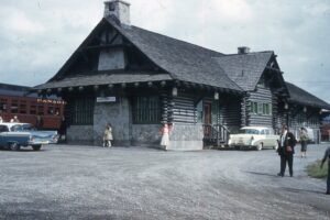 Canadian Pacific Railroad | Montebello Passenger Station | Montebello, Quebec, Canada | November 1959 | Bill Guyette photograph | Henry Libby Collecvtion