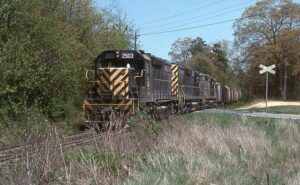 Central Railroad of New Jersey | Newport, New Jersey | EMD SD35 #2503 + 1 diesel-electric locomotives | train to Bridgeton | April 24, 1976 | Al Holtz photograph / collection