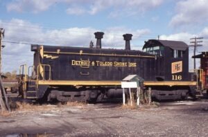 Detroit and Toledo Shore Line Railroad | Detroit, Michigan | EMD SW7 #116 diesel-electric locomotive | November 1980 | Kermit Geary, Jr. photograph | Stephen Timko collection