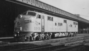 Chicago, Milwaukee, Saint Paul and Pacific Railroad | aka Milwaukee Road | Milwaukee, Wisconsin | EMD E7a #19B diesel-electric locomotive | October 23, 1963 | Arthur B. Johnson photograph | Elmer Kremkow collection
