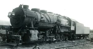 New York Ontario and Western Railroad | Mayfield, Pennsylvania | Class 2-10-2 #353 steam locomotive | April 1939 | unknown photographer | West Jersey Chapter, NRHS Collection