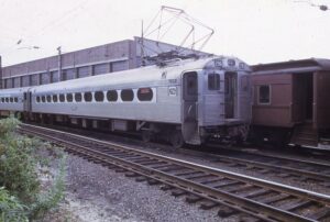 Pennsylvania Railroad | Paoli, Pennsylvania | Budd GE MP85 Pioneer III electric Railcar #296 | August 1967 | Ken Kulick photograph / collection
