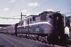 New York & Long Branch Railroad | Penn Central Transportation Company | ex Pennsylvania Railroad | South Amboy, New Jersey | Altoona Works GG1 #4928 electric motor | NYC bound commuter train | June 20, 1968 | Richard R. Wallin photograph | Richard Prince collection