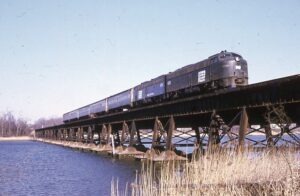 New York & Long Branch | Penn Central Transportation Company | EMD E8a #4272 + 1 diesel-electric locomotive | Bay Head bound passenger train | February 1974 | Richard D. Forest photograph / collection