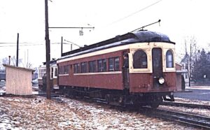 Chicago Aurora and Elgin Railway | Rockhill Furnace, Pennsylvania | Kuhlman interurban car #315 | Rockhill Trolley Museum | February 1969 | William Barr photograph / collection