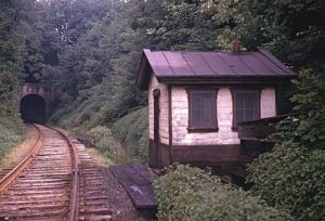 Reading Company | Vera Cruz, Pennsylvania | Dillinger tunnel and tool shed | Perkiomen Branch | August 16, 1969 | Al Holtz photograph / collection