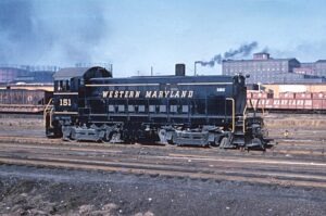 Western Maryland Railway | Baltimore, Maryland | Alco S6 #151 diesel-electric locomotive | February 21, 1957 | Richard R. Wallin photograph | Charles Anderson collection