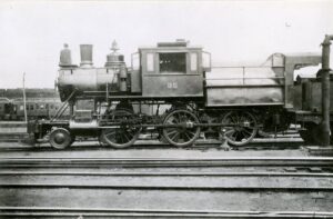 Central Railroad of New Jersey | Elizabethport, New Jersey | Taunton Class 2-6-0 #85 Camelback steam locomotive | February 1885 | CRNJ Staff photographer | Warren Crater, Friends of the New Jersey Transportation Museum collection