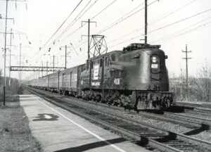 Amtrak | Cornwell Heights, Pennsylvania | Altoona Works Penn Central GG1 #4938 electric motor | Train 40 Broadway Limited | April 1974 | Will Coxey photograph / collection