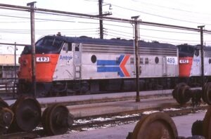 Amtrak | New Orleans, Louisiana | EMD FP7 #493 diesel-electric locomotive | January 1978 | Ken Kulick photograph / collection.