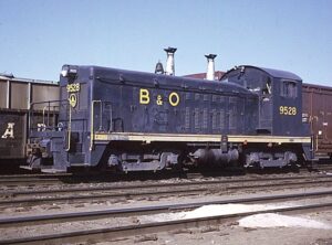 Baltimore and Ohio Railroad | Willard, Ohio | EMD NW2 #9528 diesel-electric locomotive | April 22, 1971 | Emery Gulash photograph | Stephen Timko collection