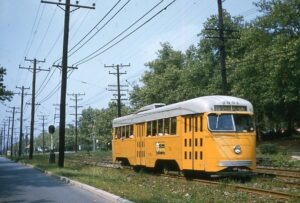 Baltimore Transit Company | Baltimore, Maryland | PCC #7054 streetcar | Route 26 Sparrows Point | September 1, 1956 | Al Holtz photograph / collection