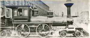 Central Railroad of New Jersey | Eddystone, Pennsylvania | Baldwin class 4-4-0 #77 steam locomotive | 1869 | Baldwin Locomotive Works photograph | Warren Crater, Friends of the New Jersey Transportation Museum collection