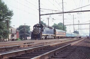 Central Railroad of New Jersey | Eizabeth, New Jersey | EMD GP40P #3671 diesel-electric locomotive | Jersey Builder passenger train | July 1974 | Richard D. Forest photograph / collection
