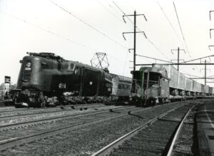 Conrail | Elizabeth, New Jersey | Altoona Works class GG1 #4884 electric motor | Bay Head bound train #1155 | October 1976 | Will Coxey photograph / collection